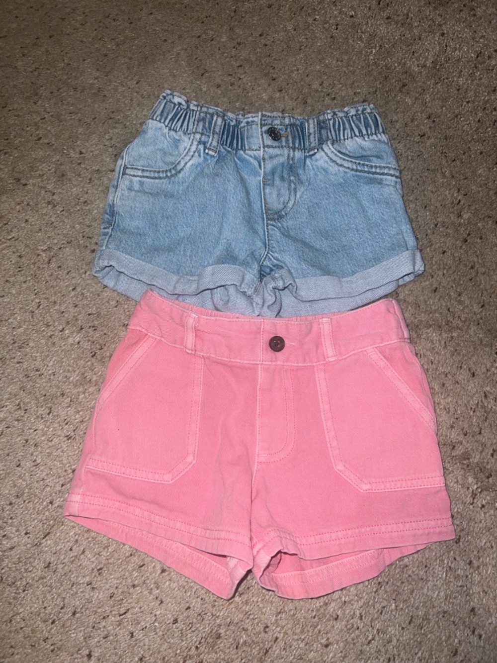 Cat & Jack Light Blue Denim and Pink Cotton Shorts Set